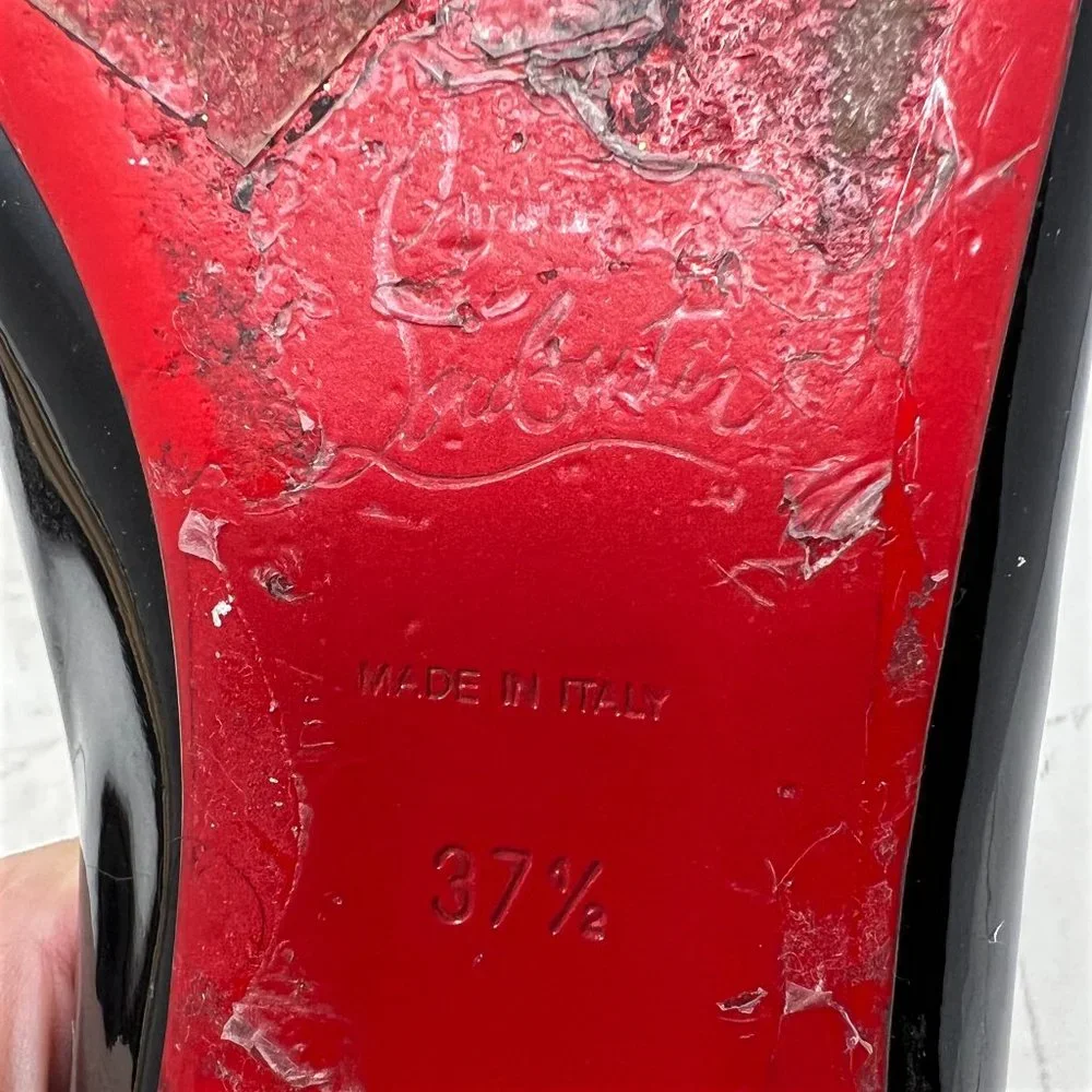 Christian Louboutin Shoes Paulina Black Tan Patent Leather PVC Pointed Toe Flats - Picture 7 of 9